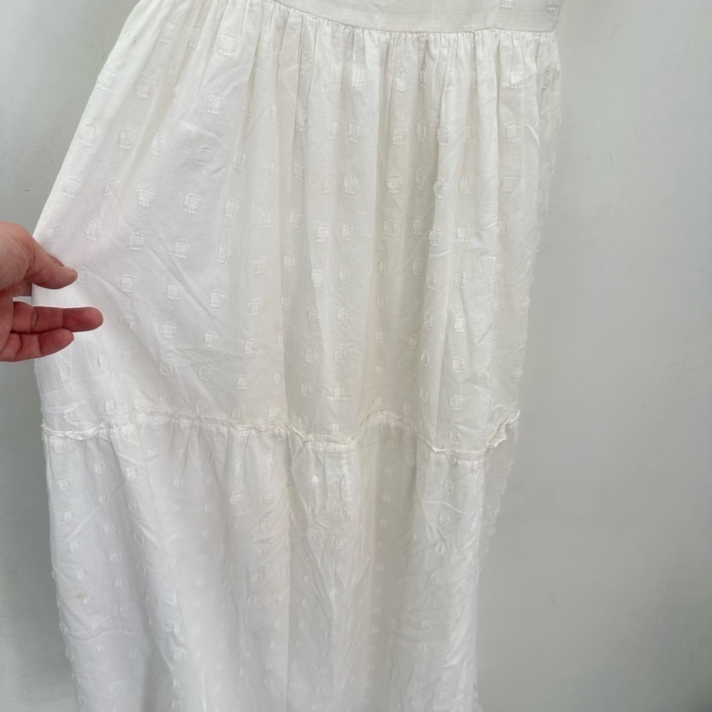 AMERICAN EAGLE Swiss dot white woman cotton milkmaid cottagecore midi dress XS - Picture 6 of 16